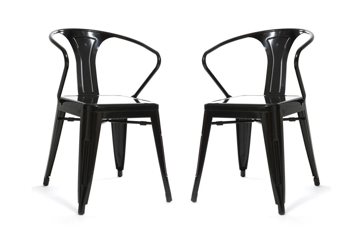 Foto Lote de 2 sillas de diseño industrial negras FACTORY