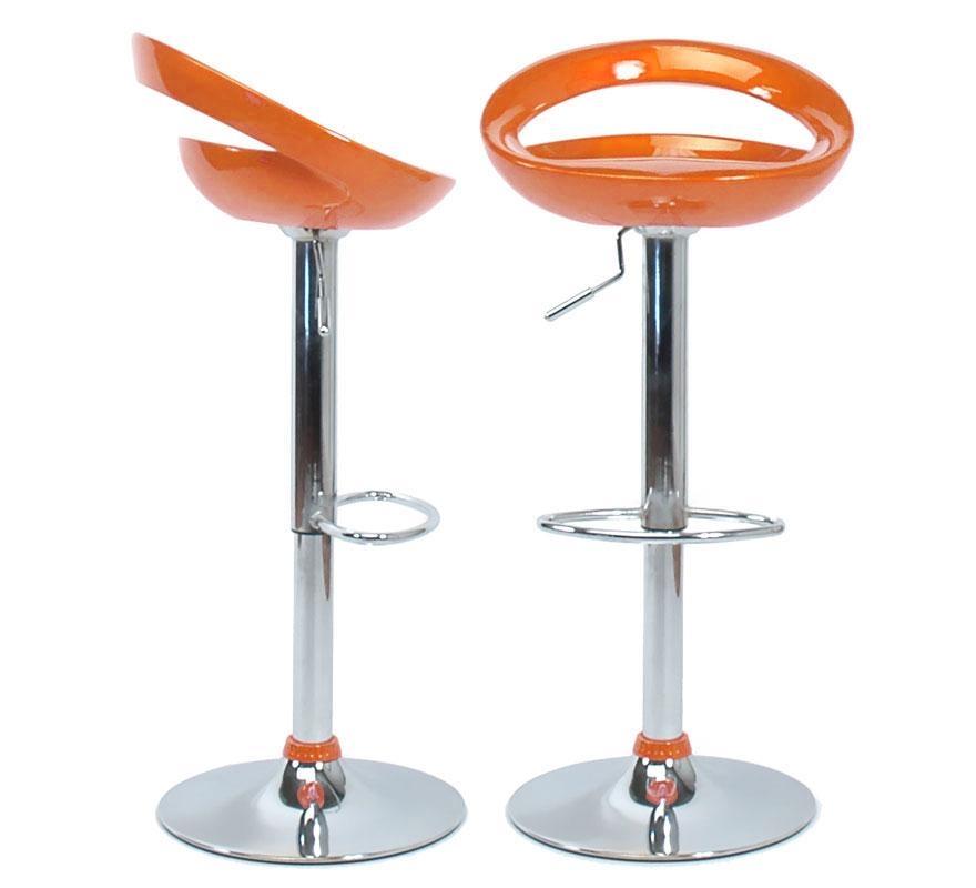 Foto Lote de 2 taburetes de bar COMET color naranja