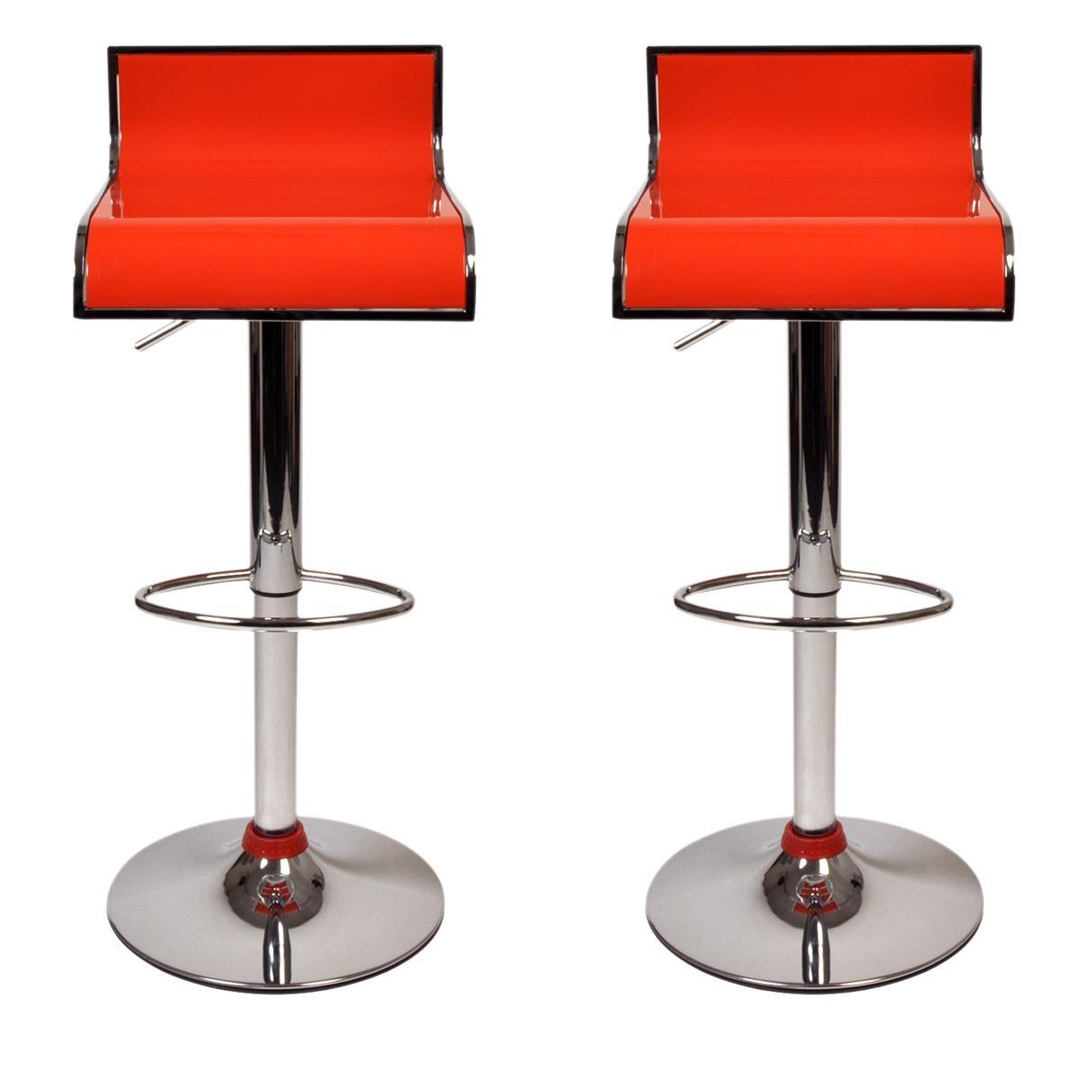 Foto Lote de 2 taburetes de bar WAVES color naranja