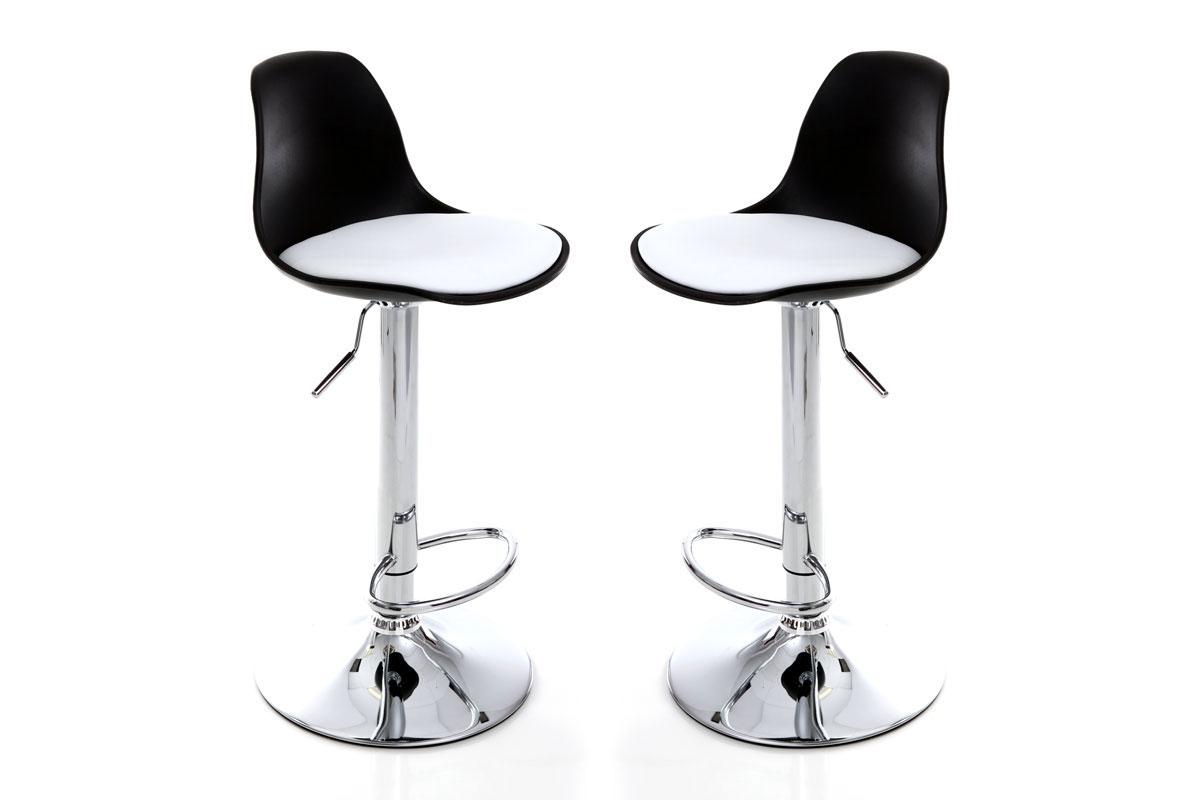 Foto Lote de 2 taburetes de diseño negro y blanco STEEVY
