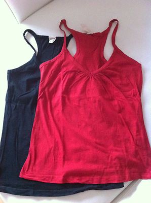 Foto lote de 2  top / shirt / algodón / bershka (grupo zara) - rojo y negro - talla m