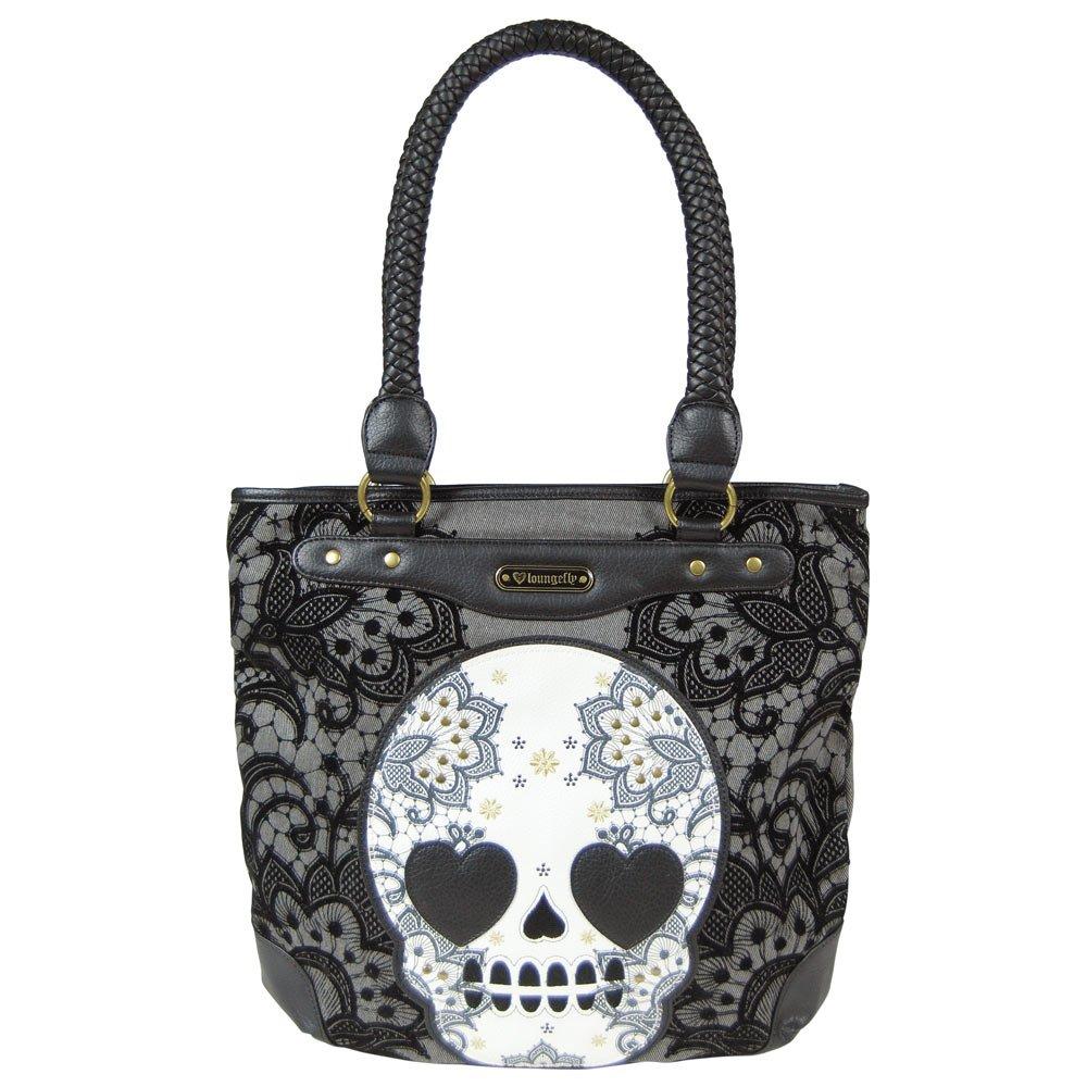 Foto Loungefly Black Lace Skull Tote Bag