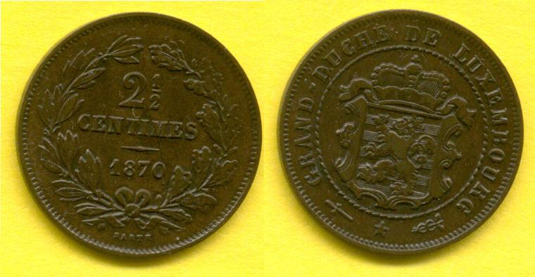 Foto Luxemburg 2 1/2 Centimes 1870