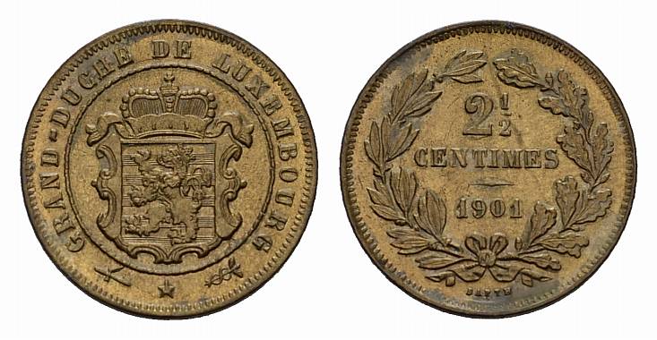 Foto Luxemburg 2 1/2 Centimes 1901