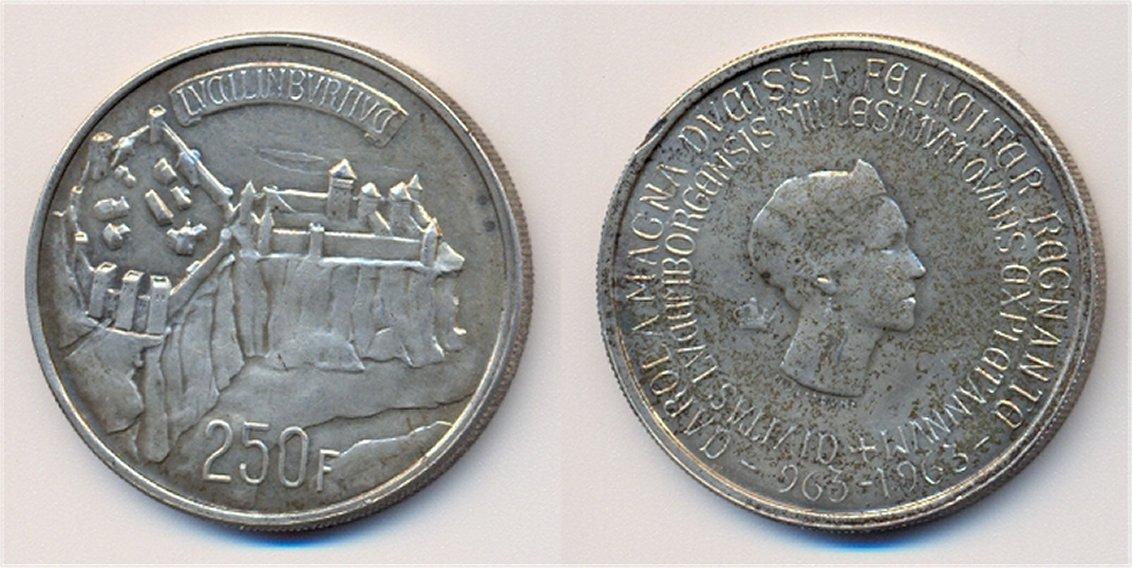 Foto Luxemburg 250 Francs 1963