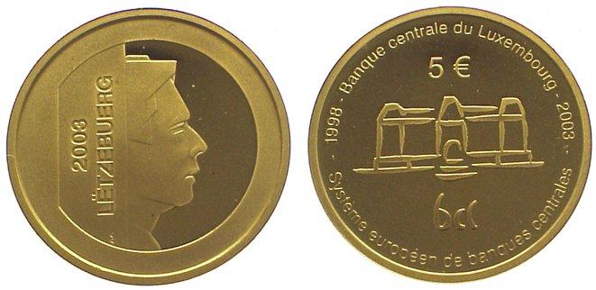 Foto Luxemburg 5 Euro Gold 2003