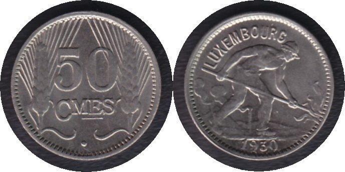 Foto Luxemburg 50 Centimes 1930