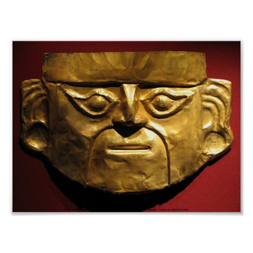 Foto Máscara del oro del inca, Lima, Perú Posters