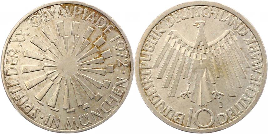 Foto Münzen der Bundesrepublik Deutschland 10 Mark 1972 J