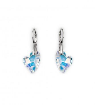 Foto Made with swarovski elements. Pendientes Leaf Heart azul claro