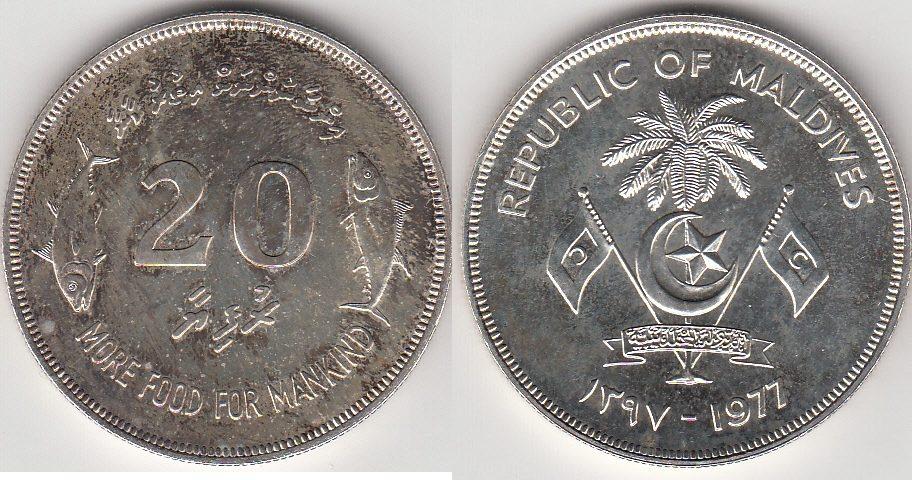 Foto Malediven 20 Rufiyaa 1397 (1977)