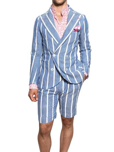 Foto manuel vanni traje con bermudas de algodón chambray a rayas