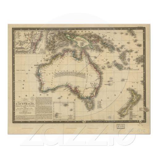 Foto Mapa antiguo de Australia 1826 Poster