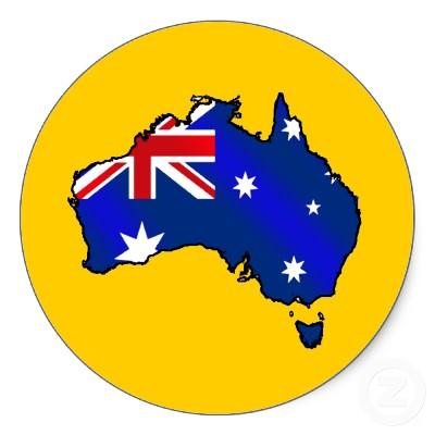 Foto Mapa australiano de los regalos de la bandera de A Pegatinas Redondas