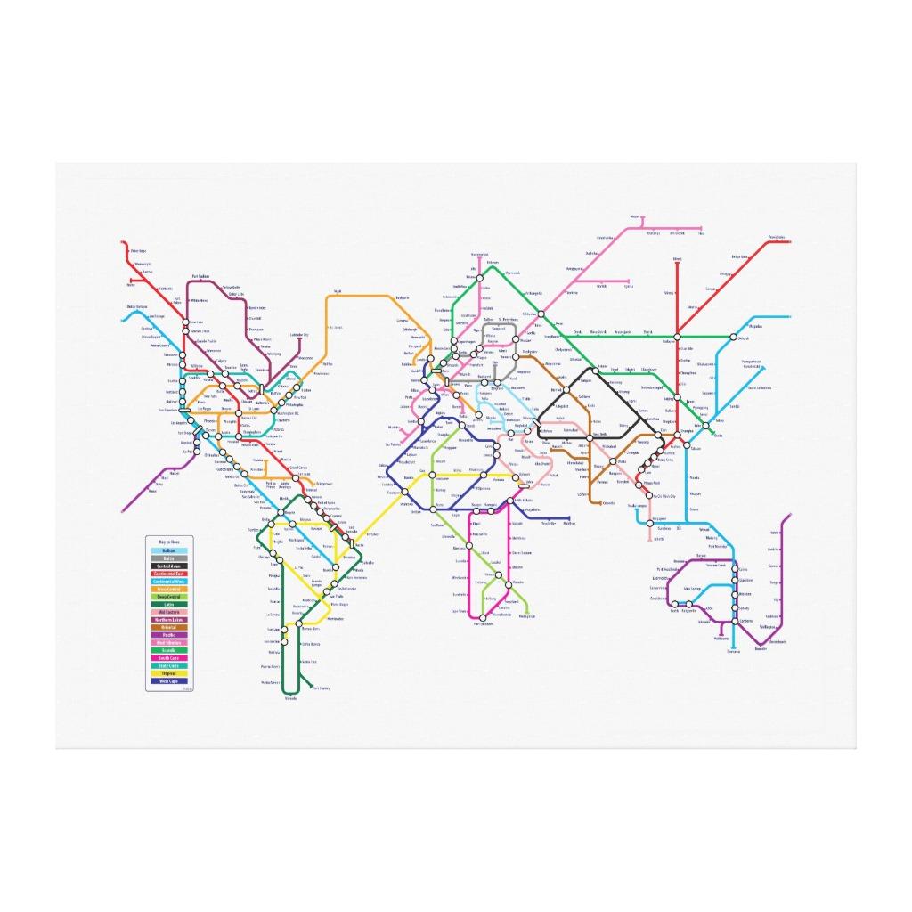 Foto Mapa del metro del mundo Impresión En Lona Estirada