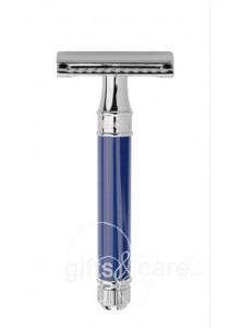 Foto Maquinilla clásica de afeitar edwin jagger de83 - azul, cromo.