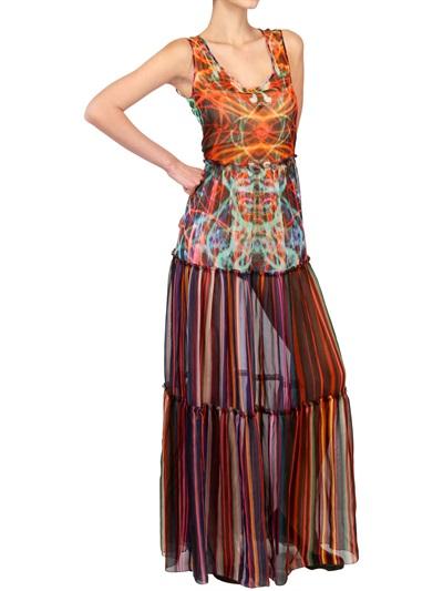 Foto marcobologna vestido largo de seda chifón estampado