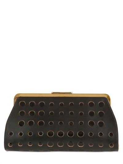 Foto marni clutch de piel perforada y charol
