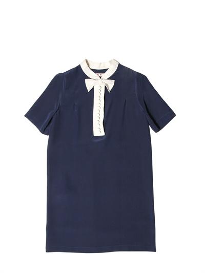 Foto marni junior vestido de manga corta en seda con moño