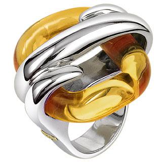 Foto Masini Anillos, Anillo Plata esterlina y Cristal Murano Cuadrado Ámbar