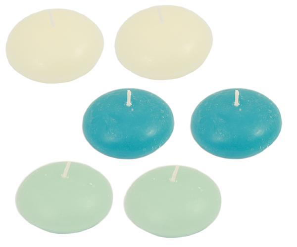 Foto Meadow Dew Scented Floating Candles 6/Pk Blue/Green/Ivory