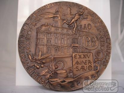 Foto Medalla. 125 aniversario del banco de bilbao. bronce patinado