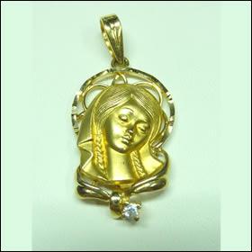 Foto Medalla comunión oro silueta Virgen circonita