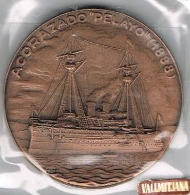 Foto Medalla Salón Naútico Barcelona 1985. Acorazado Pelayo.