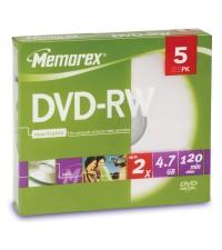 Foto Memorex 2x dvd-rw 5 pack slim jc