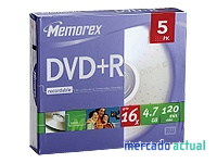 Foto memorex dvd+r x 5 - 4.7 gb - soportes de almacenamiento