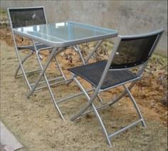 Foto Mesa 60x60 cm y 2 sillas plegables 4858 naranja
