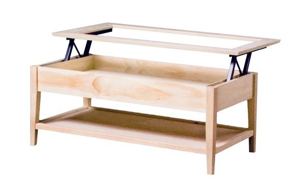 Foto Mesa centro cristal pata Aguja elevable con revistero