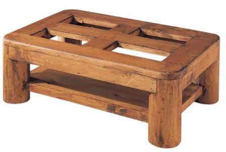 Foto Mesa Centro Rectangular Troncos Rustica
