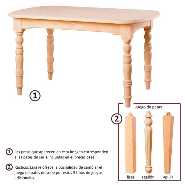 Foto Mesa comedor tab. 30mm petaca p. torneada 9x9