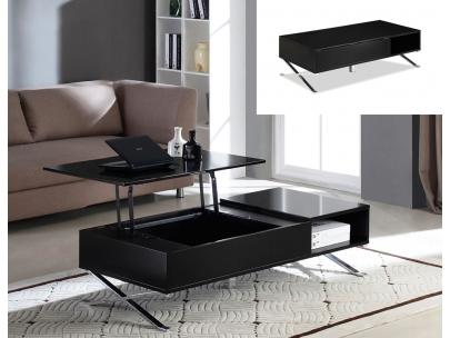 Foto Mesa De Centro Alpha - Bandeja Elevable - Negro Y Patas Cromadas