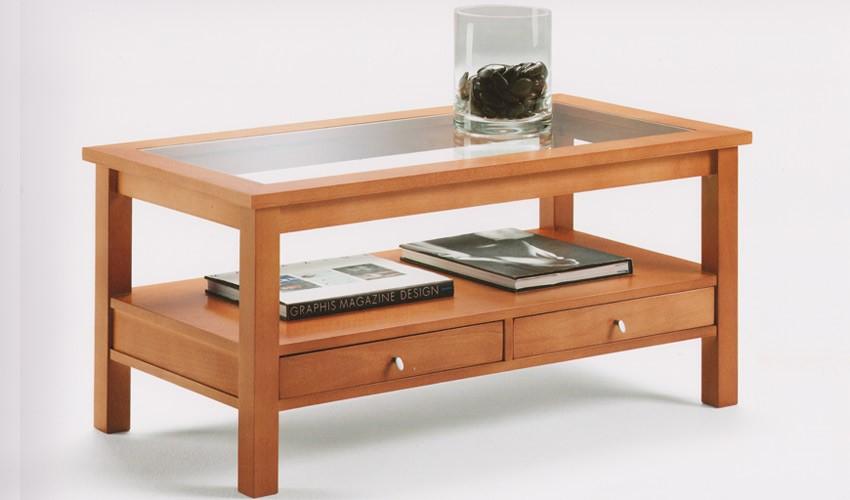 Foto Mesa de Centro con Cajones y Tapa cristal