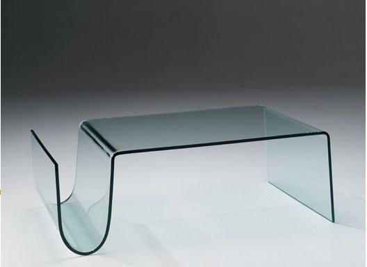 Foto Mesa de centro de cristal curvado + revistero