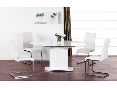 Foto Mesa Extensible Ornela - 6 Comensales - Mdf & Cromo - Blanco