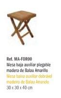 Foto Mesa plegable madera de balau 30x30x40cm