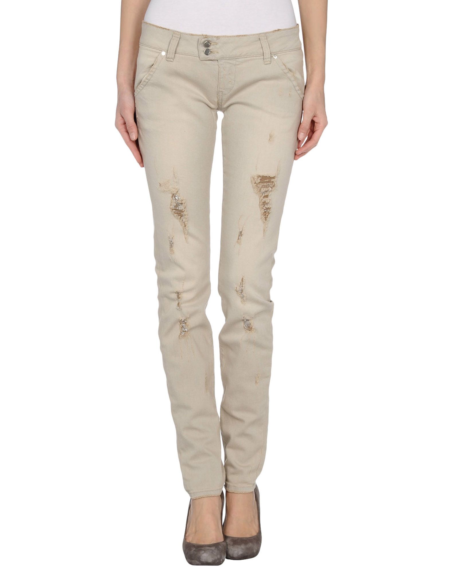 Foto Met Pantalones Vaqueros Mujer Beige