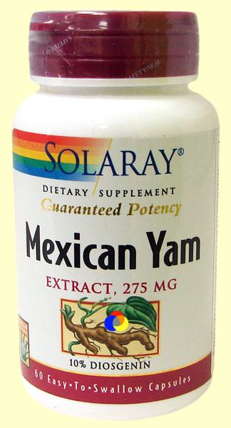 Foto Mexican Yam - Extracto de Ñame Mexicano - Solaray - 60 cápsulas [076280036909]