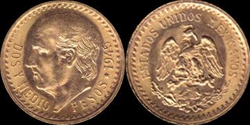 Foto Mexico 2,5 Pesos, diverse Jahrgänge