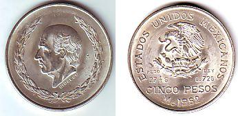 Foto Mexico 5 Pesos 1952