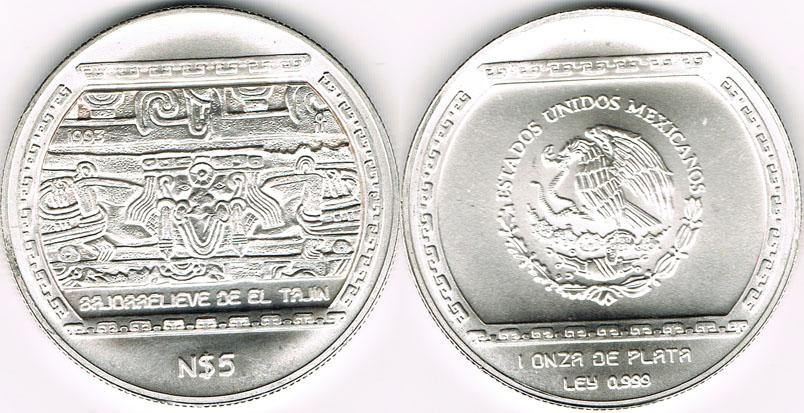 Foto Mexico 5 Pesos 1993