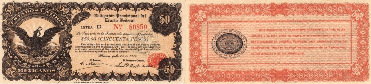 Foto Mexico 50 pesos 1914-07-25