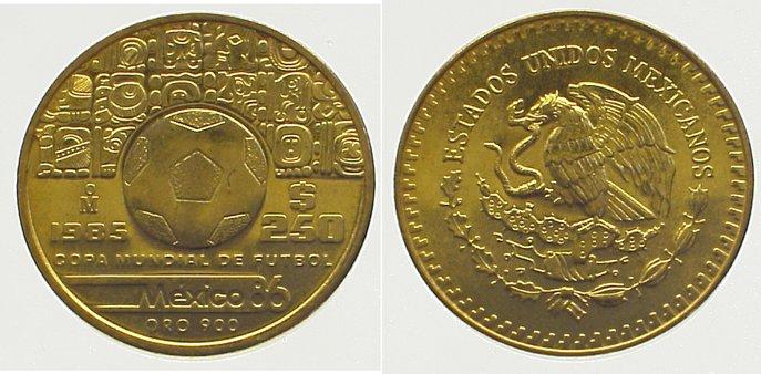 Foto Mexiko 250 Pesos Gold 1986