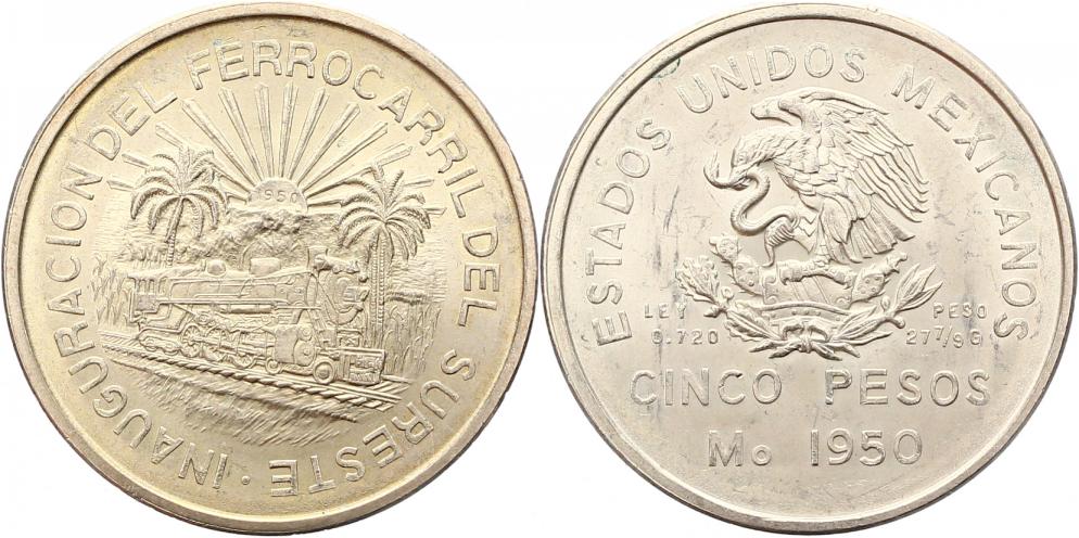 Foto Mexiko 5 Pesos 1950