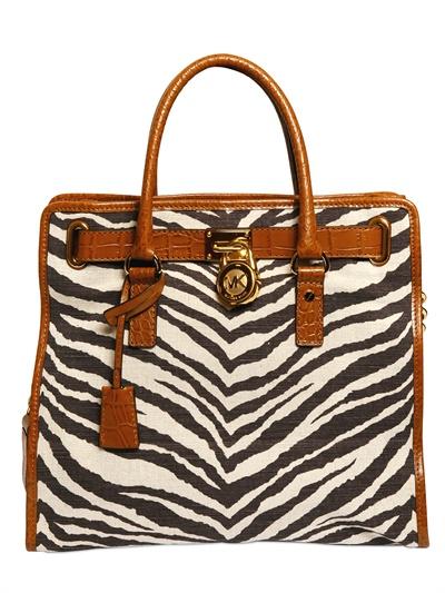Foto michael michael kors bolsa de algodón de lona estampado hamilton