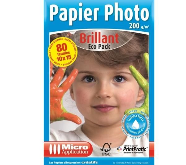 Foto Micro application papel fotográfico brillante 10x15 - 200g/m² - 80 hoj