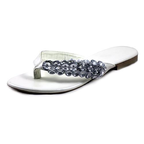 Foto microfibra pu superior flop plana tapa con los zapatos de moda de diamante de imitación (0986-1157-001)